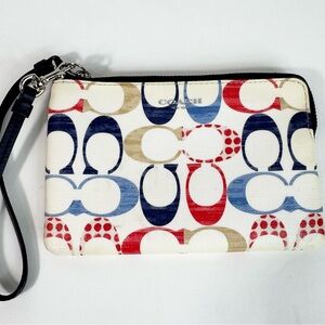 Coach White Multicolor Signature C Coated Canvas Wristlet
